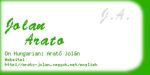 jolan arato business card